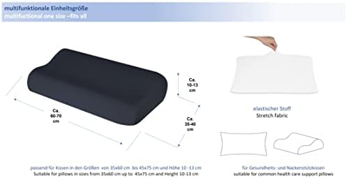 Hochwertiger Kissenbezug für Nackenkissen – Baumwolle, Dunkelgrau, ideal für ergonomischen Schlaf 35x60 bis 45x75 cm