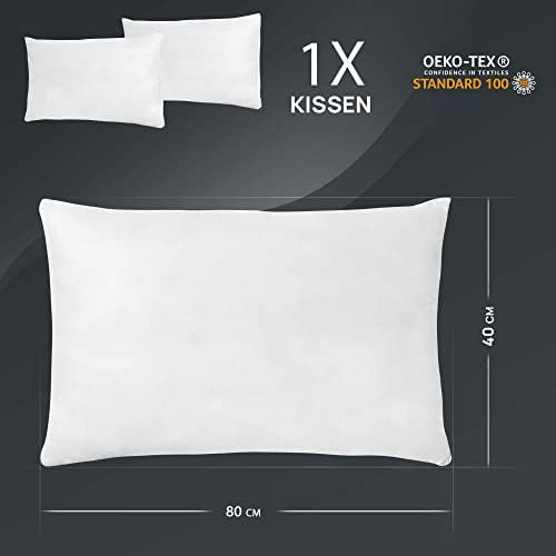 LILENO HOME Federkissen 80x80 cm - Allergikerfreundliches Schlafkissen für Kinder, 1200 g Federfüllung!