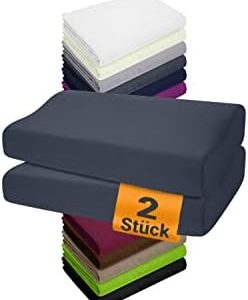 2er Pack Gesundheitskissen Kissenbezüge S - Spannbezüge 30-35 x 45-50 cm, anthrazit, OEKO-TEX STANDARD 100 für erholsame