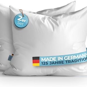 Glückstoff® Daunenkissen 80x80 - Ergonomisches 3 Kammer Kissen für besten Schlafkomfort - Made in Germany