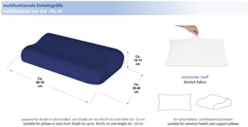 Hochwertiger Kissenbezug für Nackenkissen – Baumwolle, Dunkelgrau, ideal für ergonomischen Schlaf 35x60 bis 45x75 cm