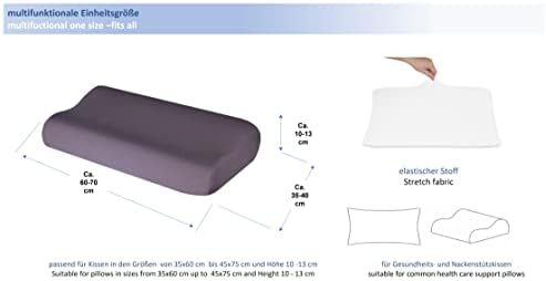 Hochwertiger Kissenbezug für Nackenkissen – Baumwolle, Dunkelgrau, ideal für ergonomischen Schlaf 35x60 bis 45x75 cm