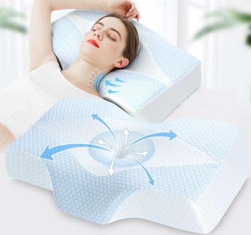 Orthopädisches Memory Foam Kopfkissen – Ergonomisches Nackenstützkissen für schmerzfreies Schlafen mit kühlendem, waschb