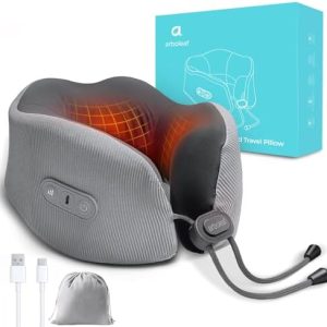Arboleaf Nackenkissen mit Memory Schaum – Ergonomisches Reisekissen für Auto & Flugzeug, inkl. USB-C, grau