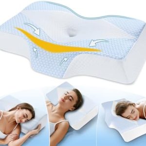 Orthopädisches Memory Foam Kopfkissen – Ergonomisches Nackenstützkissen für schmerzfreies Schlafen mit kühlendem, waschb