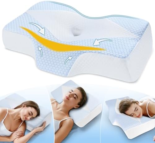 Orthopädisches Memory Foam Kopfkissen – Ergonomisches Nackenstützkissen für schmerzfreies Schlafen mit kühlendem, waschb