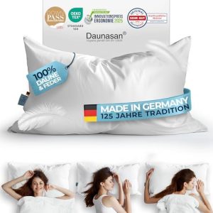 Glückstoff® Daunenkissen 40x80 - Ergonomisches Kopfkissen mit 100% Daunen für besten Schlafkomfort - Made in Germany
