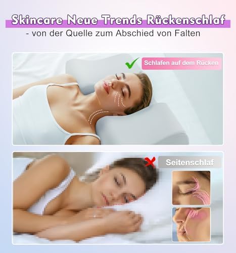 Orthopädisches Memory Foam Kopfkissen – Ergonomisches Nackenstützkissen für schmerzfreies Schlafen mit kühlendem, waschb