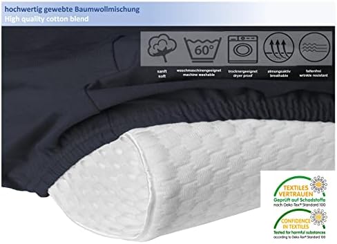 Hochwertiger Kissenbezug für Nackenkissen – Baumwolle, Dunkelgrau, ideal für ergonomischen Schlaf 35x60 bis 45x75 cm