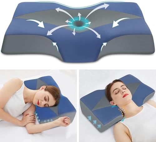 Orthopädisches Memory Foam Kopfkissen – Ergonomisches Nackenstützkissen für schmerzfreies Schlafen mit kühlendem, waschb