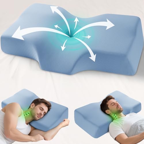 Orthopädisches Memory Foam Kopfkissen – Ergonomisches Nackenstützkissen für schmerzfreies Schlafen mit kühlendem, waschb