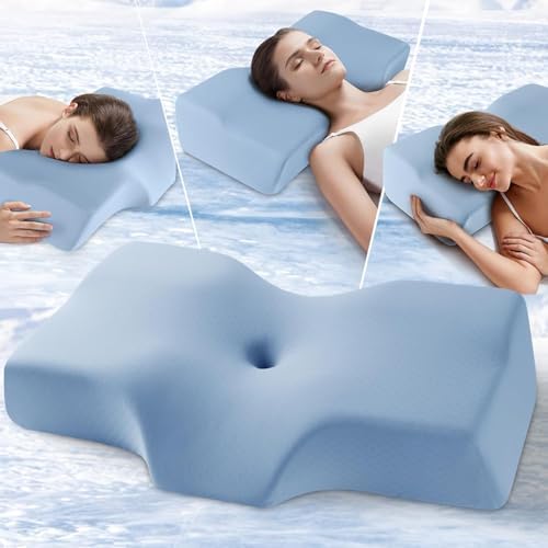 Orthopädisches Memory Foam Kopfkissen – Ergonomisches Nackenstützkissen für schmerzfreies Schlafen mit kühlendem, waschb