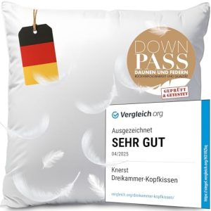 KNERST Daunenkissen 80x80 cm – 3-Kammer Kopfkissen in Top Hotelqualität für erholsamen Schlaf