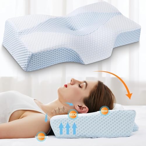 Orthopädisches Memory Foam Kopfkissen – Ergonomisches Nackenstützkissen für schmerzfreies Schlafen mit kühlendem, waschb