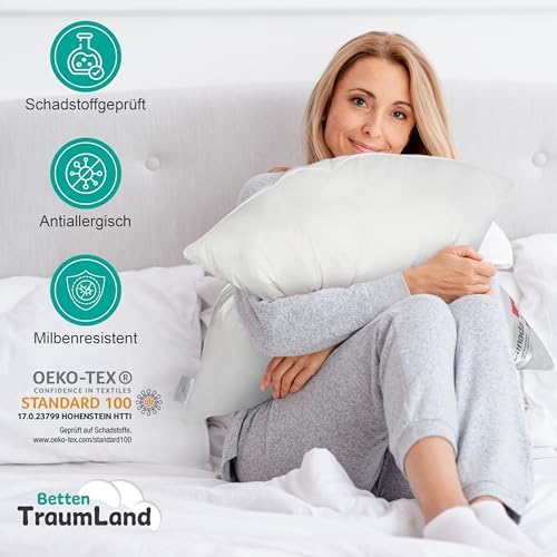 Neu Canada Daunenkissen 80x80 cm – 700 g weiche Daunen für erholsamen Schlafkomfort im Schlafzimmer