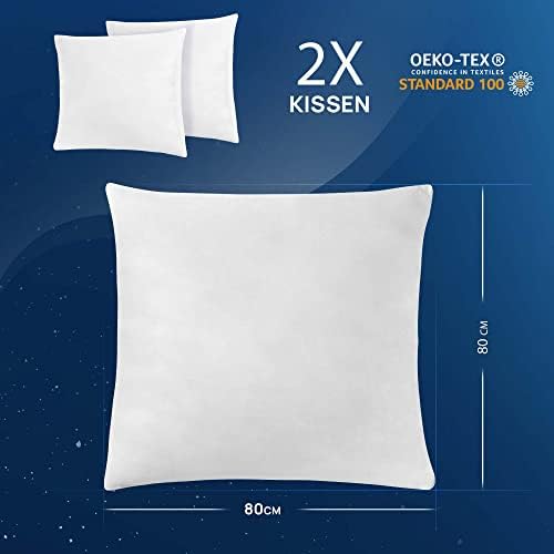 LILENO HOME Federkissen 80x80 cm - Allergikerfreundliches Schlafkissen für Kinder, 1200 g Federfüllung!