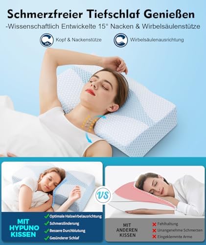 Orthopädisches Memory Foam Kopfkissen – Ergonomisches Nackenstützkissen für schmerzfreies Schlafen mit kühlendem, waschb
