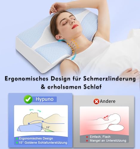 Orthopädisches Memory Foam Kopfkissen – Ergonomisches Nackenstützkissen für schmerzfreies Schlafen mit kühlendem, waschb