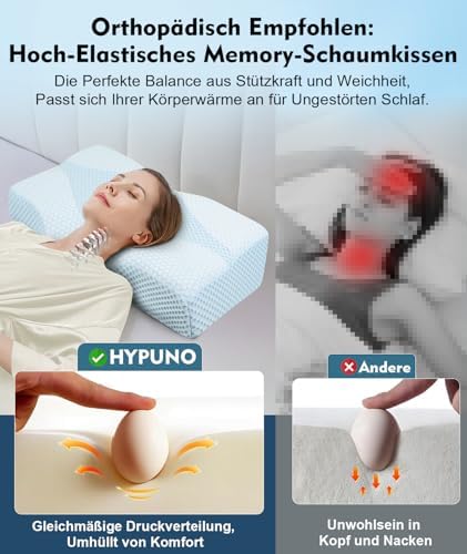 Orthopädisches Memory Foam Kopfkissen – Ergonomisches Nackenstützkissen für schmerzfreies Schlafen mit kühlendem, waschb