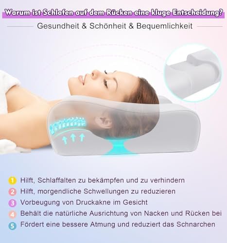 Orthopädisches Memory Foam Kopfkissen – Ergonomisches Nackenstützkissen für schmerzfreies Schlafen mit kühlendem, waschb