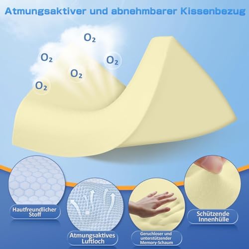 Orthopädisches Memory Foam Kopfkissen – Ergonomisches Nackenstützkissen für schmerzfreies Schlafen mit kühlendem, waschb