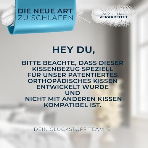 Glückstoff® Ergonomisches Nackenstützkissen aus Memory Foam für Seitenschläfer | Zertifiziertes Kopfkissen gegen Nackens
