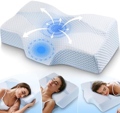 Orthopädisches Memory Foam Kopfkissen – Ergonomisches Nackenstützkissen für schmerzfreies Schlafen mit kühlendem, waschb