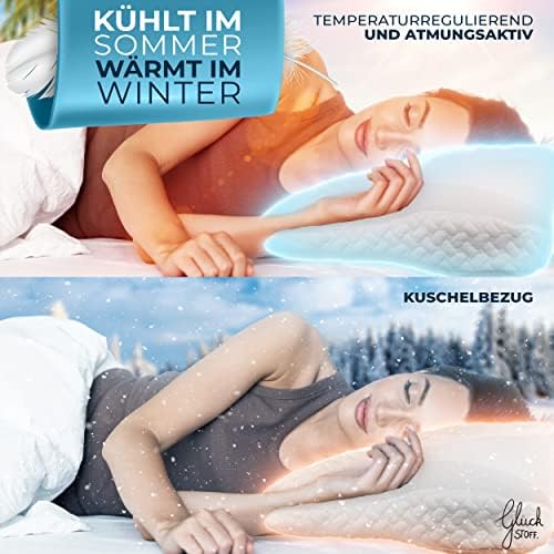Glückstoff® Ergonomisches Nackenstützkissen aus Memory Foam für Seitenschläfer | Zertifiziertes Kopfkissen gegen Nackens