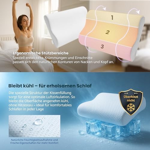 Orthopädisches Nackenkissen für Nackenschmerzen - Entspannt die Muskulatur im Bett