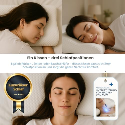 Orthopädisches Nackenkissen für Nackenschmerzen - Entspannt die Muskulatur im Bett