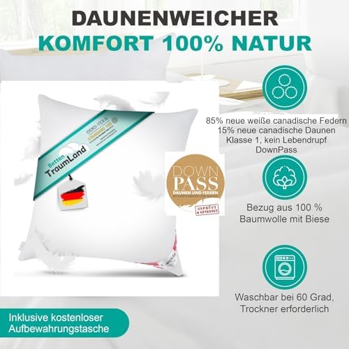 Canada Daunenkissen 80x80 cm – 5 Sterne Hotel Kissen mit 85% Federn für besten Schlafkomfort