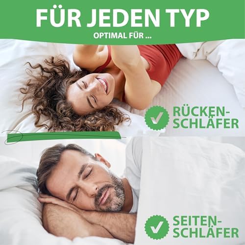 Welldora Premium Kopfkissen 80x80 | Ergonomisches Nackenstützkissen aus 100% natürlichen Daunen | Oeko-Tex zertifiziert