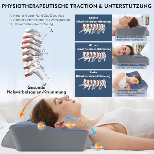 Orthopädisches Memory Foam Kopfkissen – Ergonomisches Nackenstützkissen für schmerzfreies Schlafen mit kühlendem, waschb
