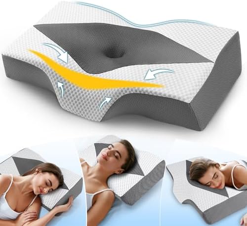 Orthopädisches Memory Foam Kopfkissen – Ergonomisches Nackenstützkissen für schmerzfreies Schlafen mit kühlendem, waschb