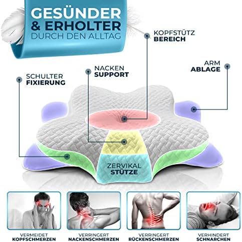 Glückstoff® Ergonomisches Nackenstützkissen aus Memory Foam für Seitenschläfer | Zertifiziertes Kopfkissen gegen Nackens