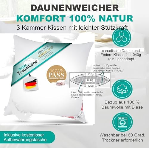 Canada Daunenkissen 80x80 cm – 5 Sterne Hotel Kissen mit 85% Federn für besten Schlafkomfort