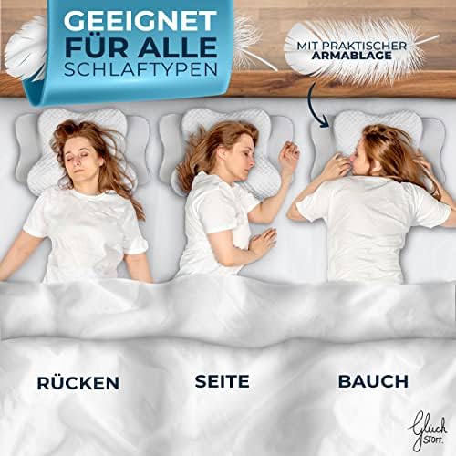 Glückstoff® Ergonomisches Nackenstützkissen aus Memory Foam für Seitenschläfer | Zertifiziertes Kopfkissen gegen Nackens
