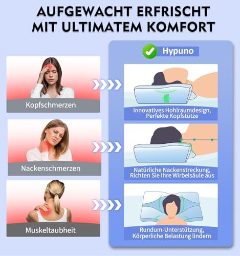 Orthopädisches Memory Foam Kopfkissen – Ergonomisches Nackenstützkissen für schmerzfreies Schlafen mit kühlendem, waschb