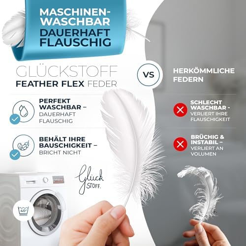 Glückstoff® Daunenkissen 80x80 - Ergonomisches 3 Kammer Kissen für besten Schlafkomfort - Made in Germany