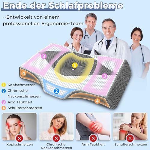 Orthopädisches Memory Foam Kopfkissen – Ergonomisches Nackenstützkissen für schmerzfreies Schlafen mit kühlendem, waschb