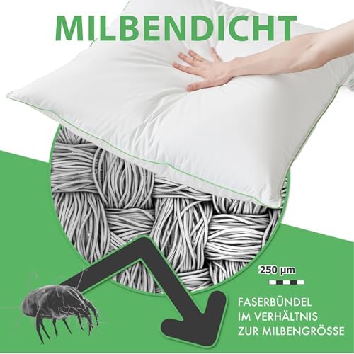 Welldora Premium Kopfkissen 80x80 | Ergonomisches Nackenstützkissen aus 100% natürlichen Daunen | Oeko-Tex zertifiziert
