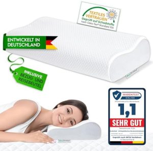 Orthopädisches Premium Nackenstützkissen – Ergonomisches Seitenschläferkissen aus Soft Memory Foam für Nackenschmerzen –