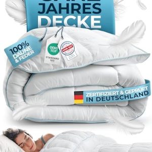 Glückstoff® Daunendecke 135x200cm - Zertifizierte Federbettdecke für Sommer & Winter - OEKO-TEX STANDARD 100 Schlafkomfo