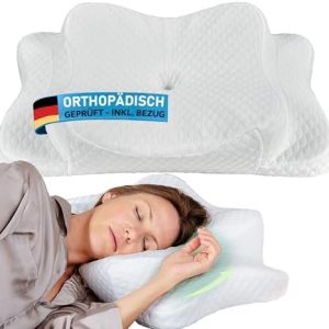 Memory Foam Kissen von – Orthopädisches Nackenstützkissen für Seitenschläfer | Komfort bei Nackenschmerzen – Weiß, OEKO